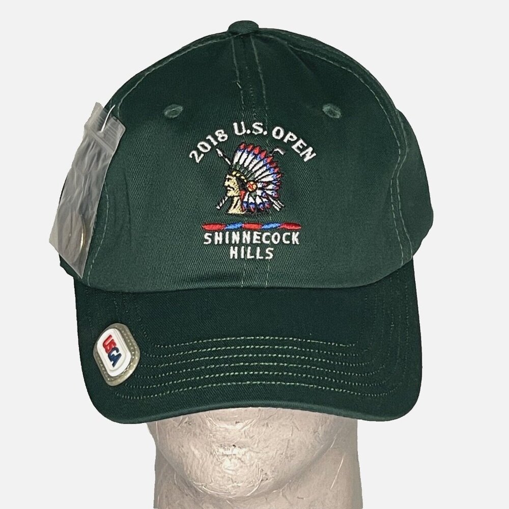 US Open Golf Hat Cap 2018 Shinnecock Hills USGA Green Adjustable, w Ball Marker